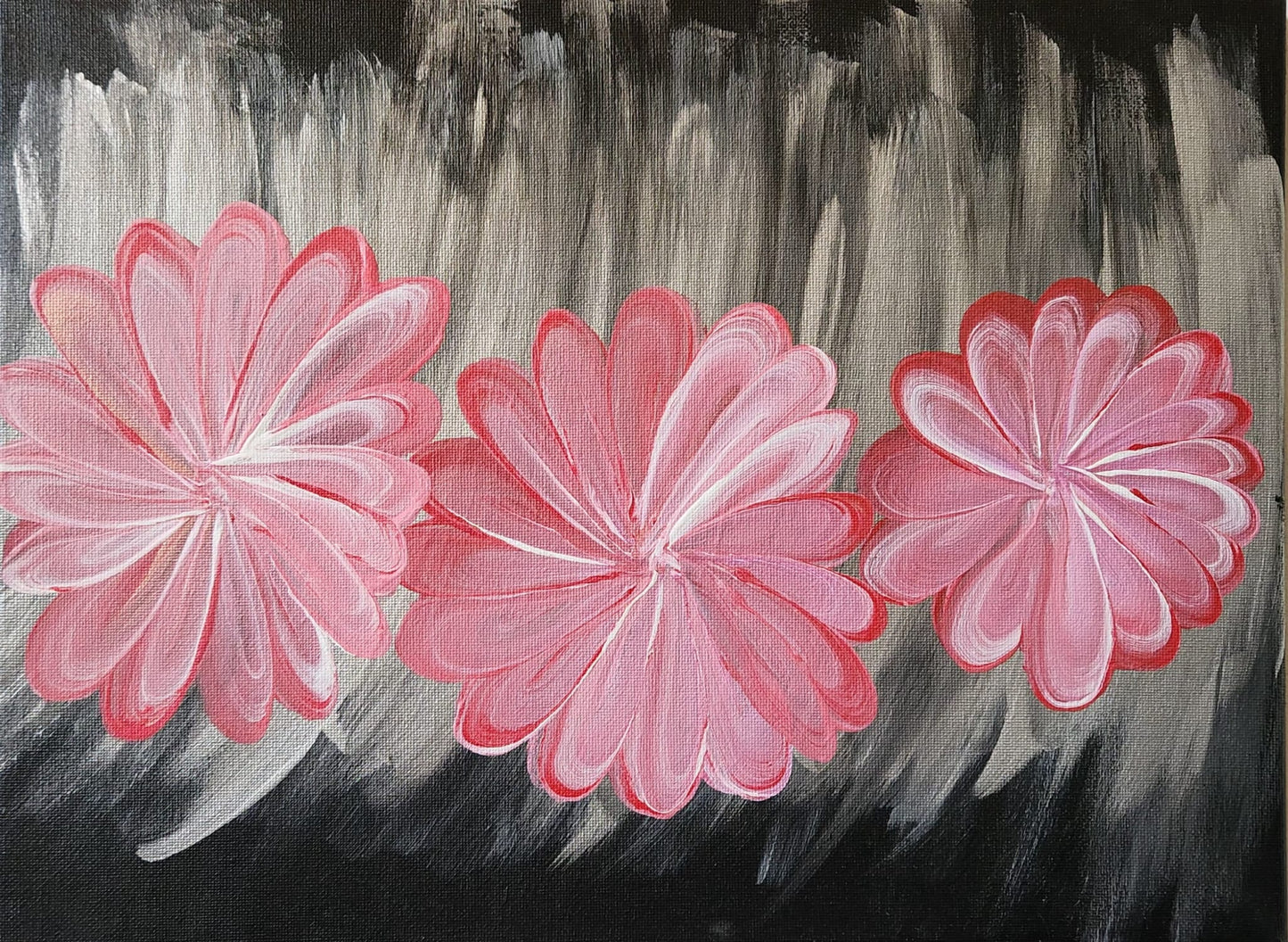 Daisies Dancing In the Dark - 12 x 16" Original | Playful Floral Art