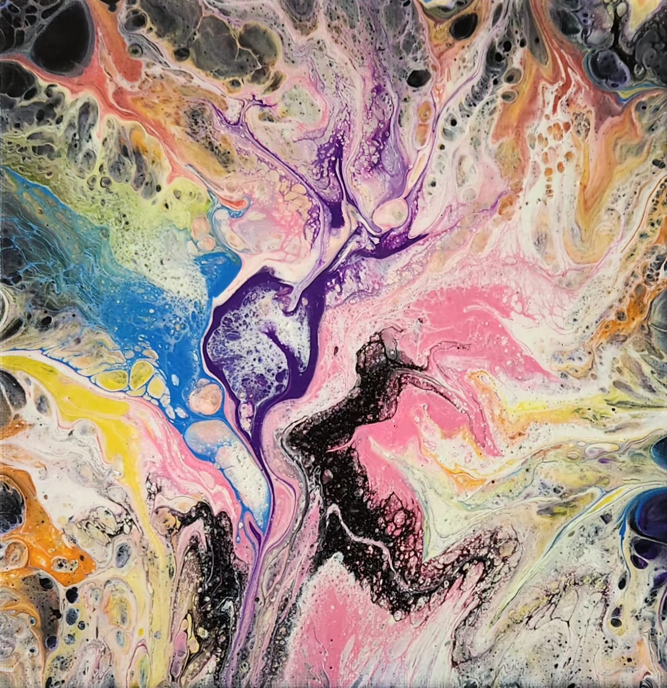 Dancing Delight - 8 x 8" Original | Joyful Fluid Art