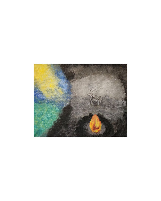 Distracted by Shadows - 11 x 14" Original | Plato's Cave Inspired Art