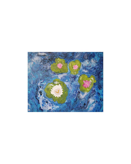 A Leap of Faith - 16 x 20" Original | Symbolic Lily Pad Art