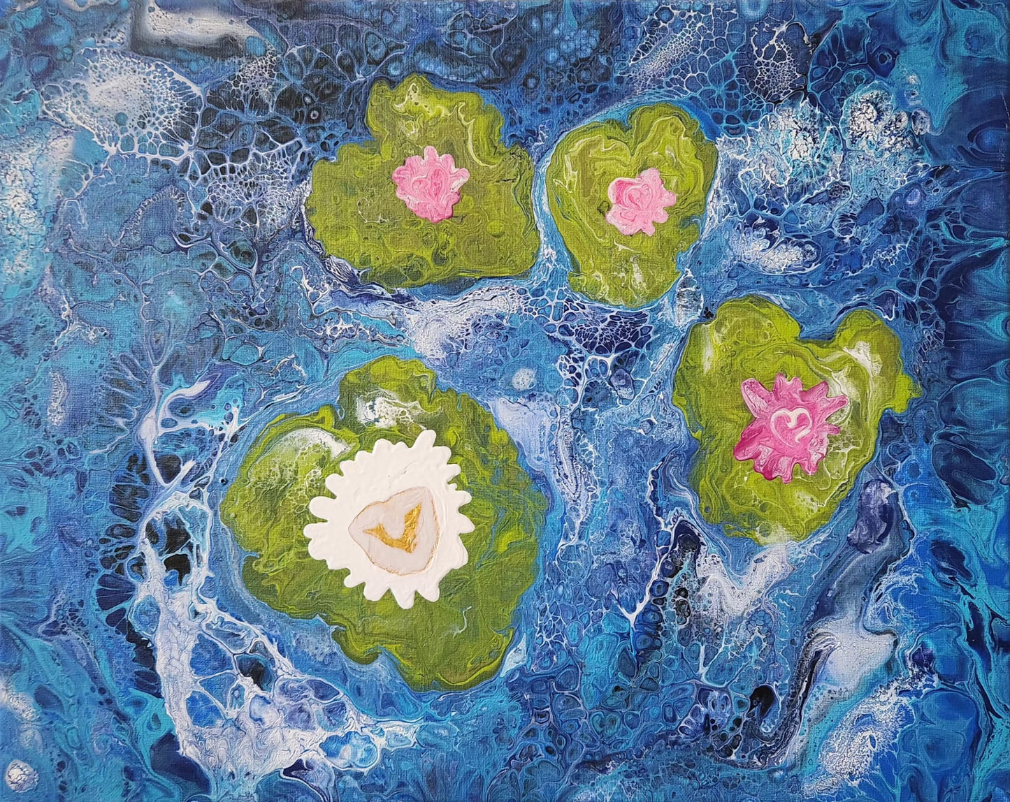 A Leap of Faith - 16 x 20" Original | Symbolic Lily Pad Art