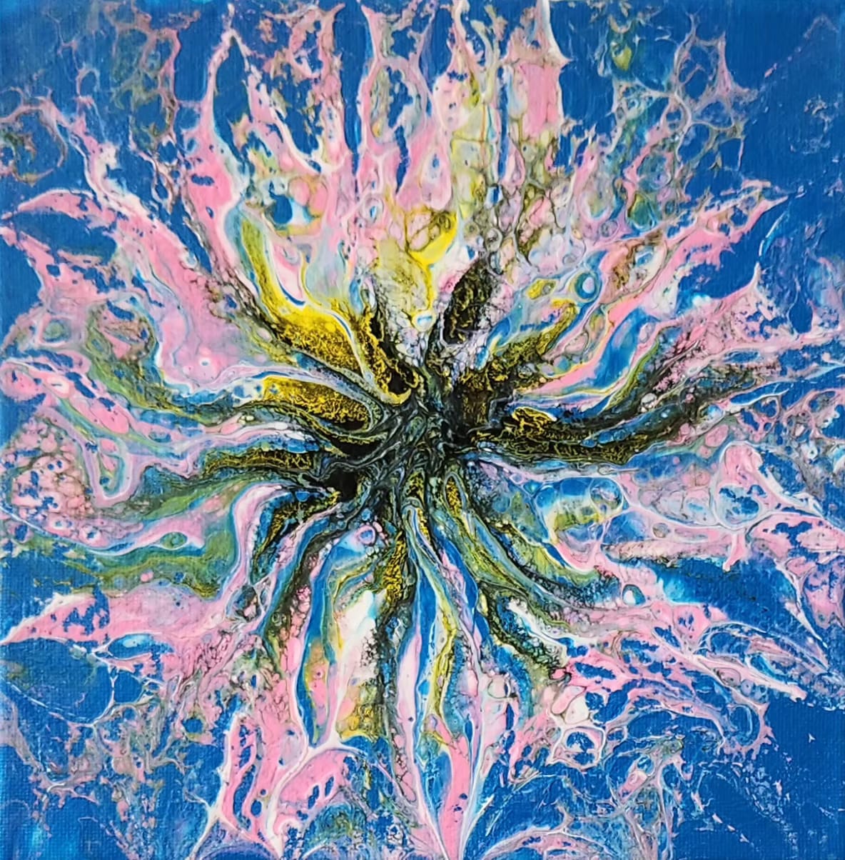 Radiant Vortex - 8 x 8" Original | Dynamic Swirling Fluid Art