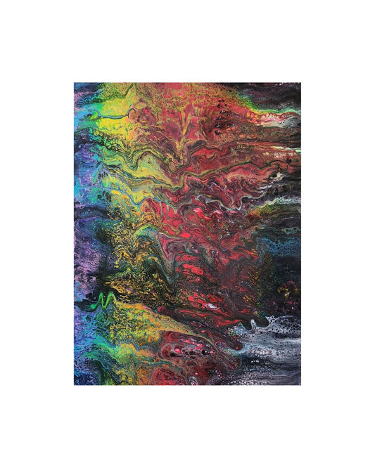 The Rainbow Beyond The Shadows - 18 x 24" Original | Hopeful Rainbow Fluid Art