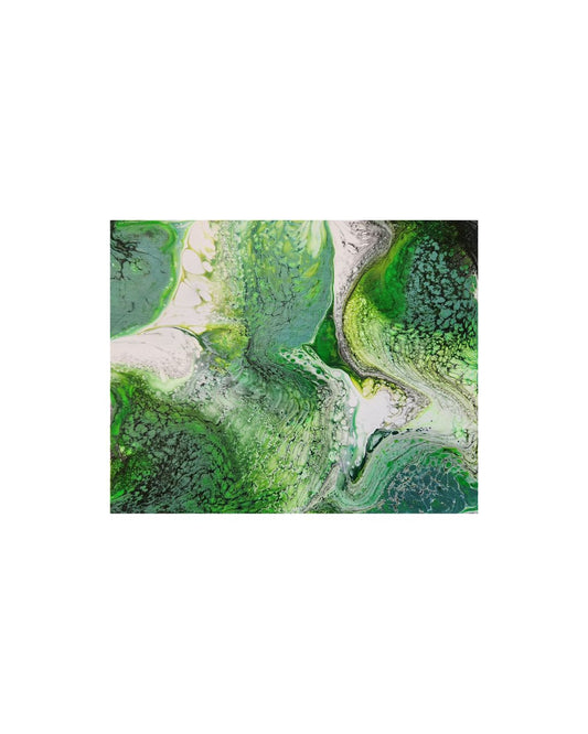 Turtle Cove - 8 x 10" Original | Metallic Green Fluid Art