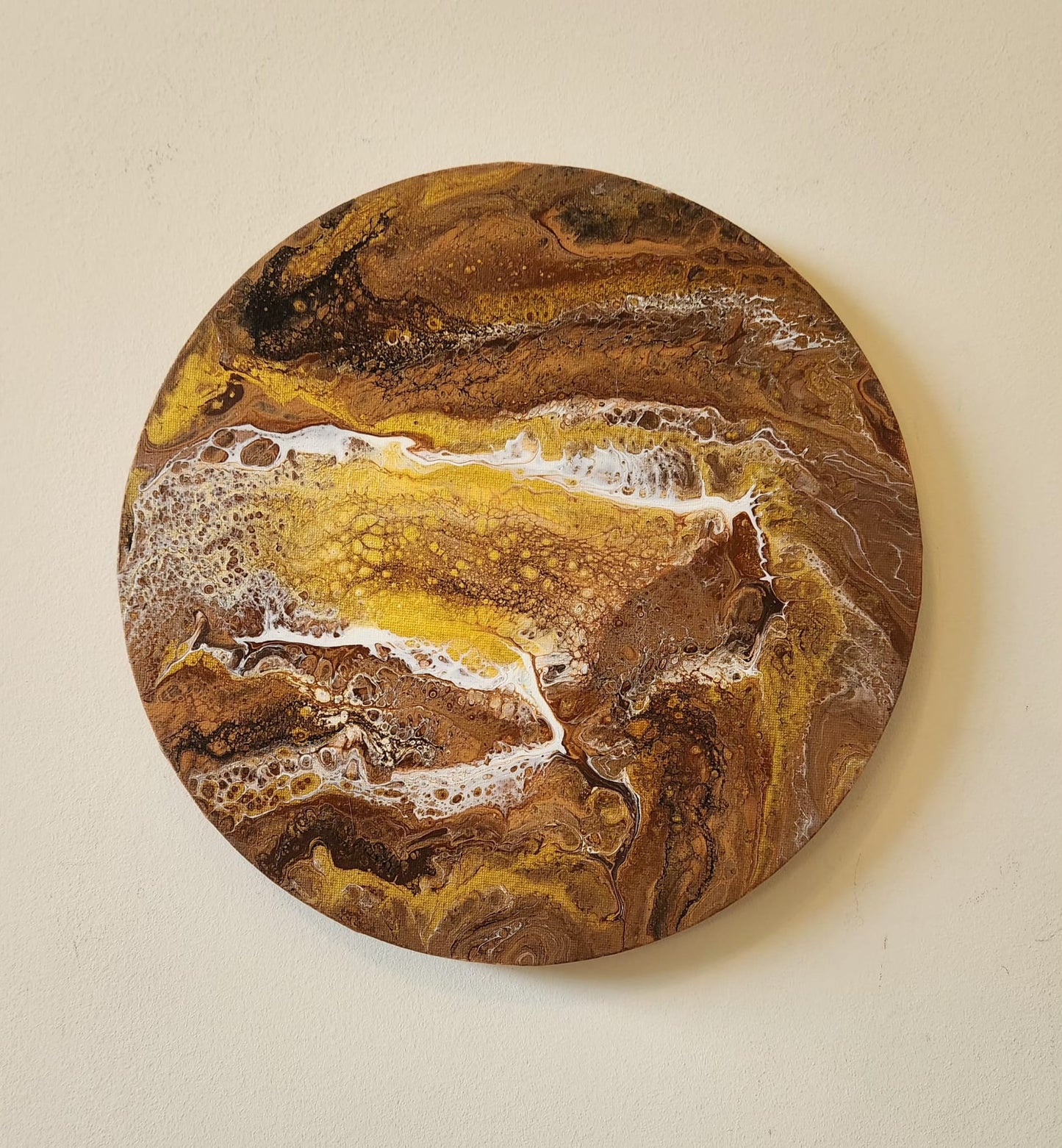 Undiscovered Worlds - 12" Round Original | Warm Cosmic Fluid Art