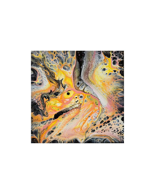 Unleashed - 8 x 8" Original | Fiery Dragon Fluid Art