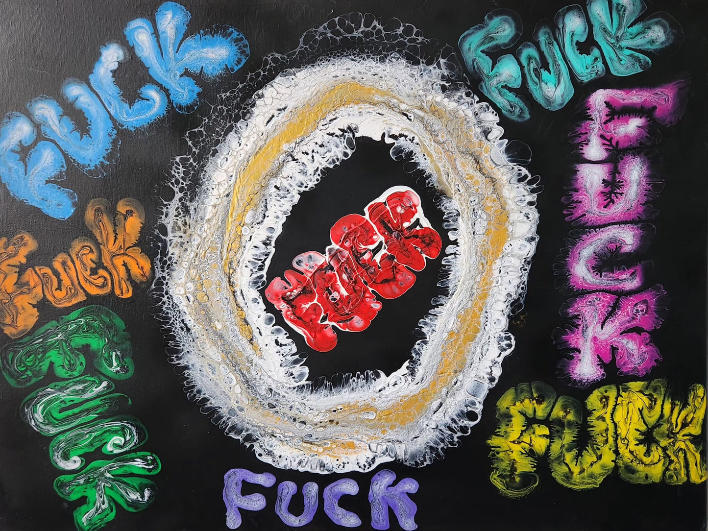 Colourful Language - 18 x 24" Original | Bold Expressive Fluid Art