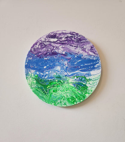A Whole New World - 12" Round Original | Vibrant Cosmic Fluid Art