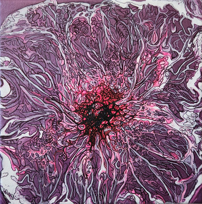 Amethyst Burst - 8 x 8" Original | Metallic Amethyst Floral Art