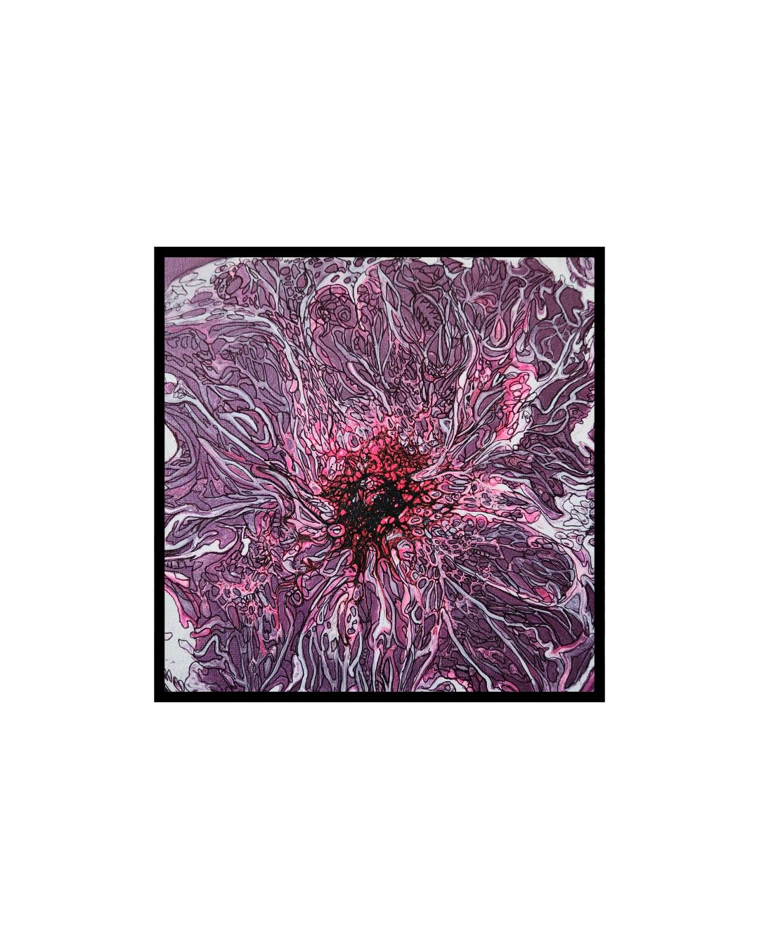 Amethyst Burst - 8 x 8" Original | Metallic Amethyst Floral Art