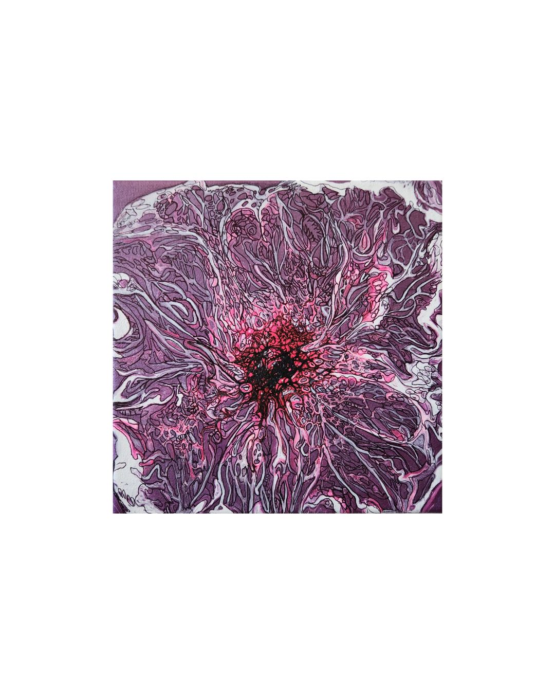 Amethyst Burst - 8 x 8" Original | Metallic Amethyst Floral Art