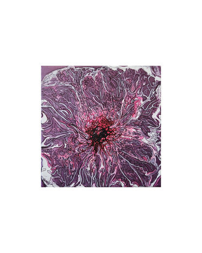 Amethyst Burst - 8 x 8" Original | Metallic Amethyst Floral Art
