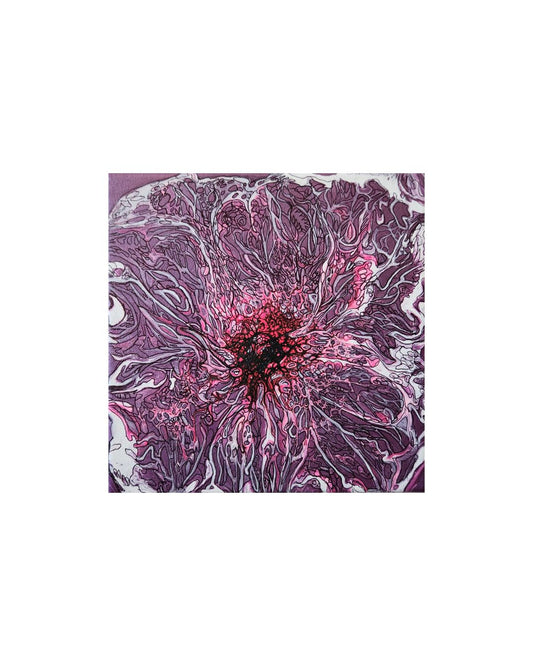 Amethyst Burst - 8 x 8" Original | Metallic Amethyst Floral Art