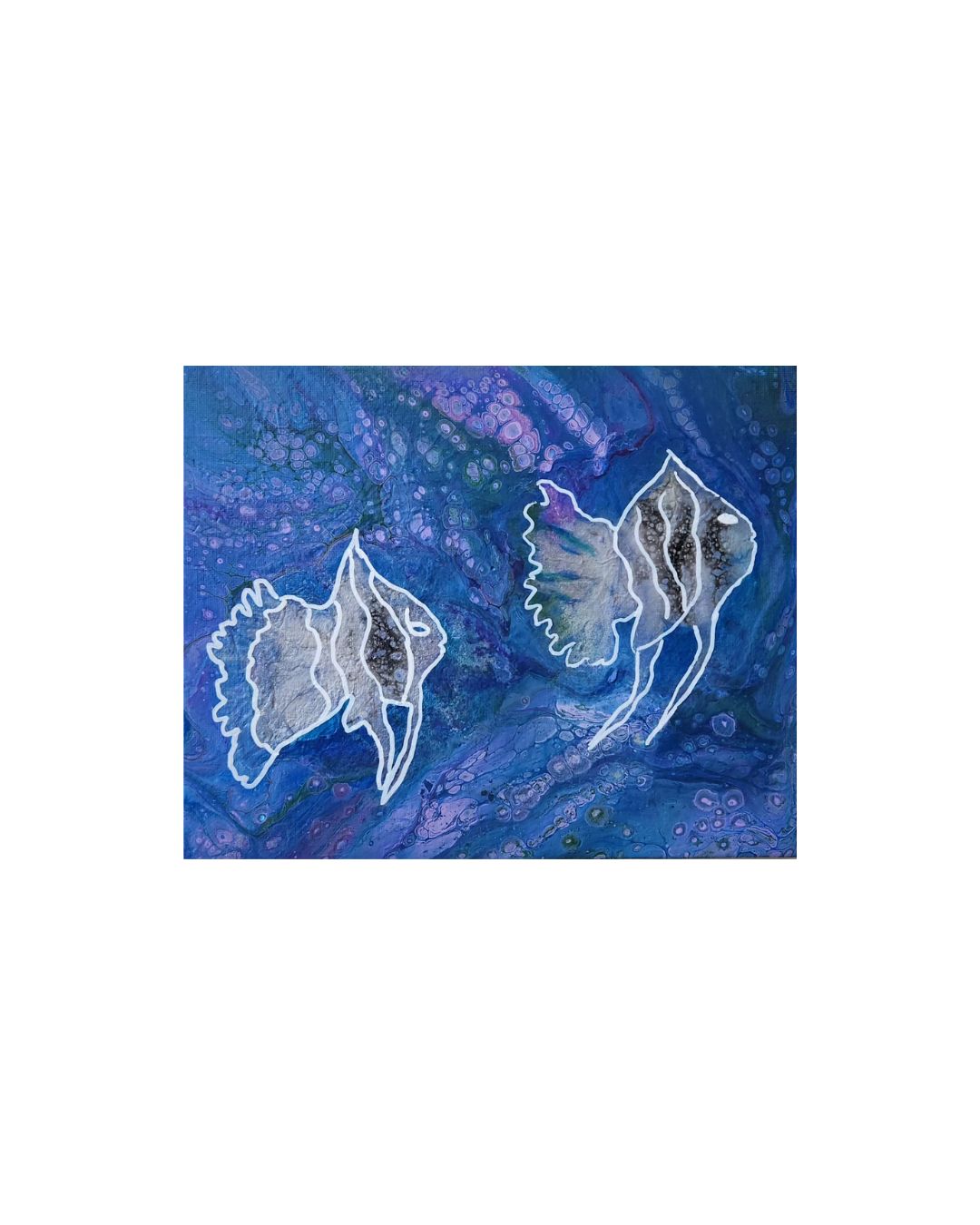 Angel Fish Reverie - 8 x 10" Original | Pearlescent Aquatic Art