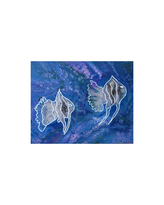 Angel Fish Reverie - 8 x 10" Original | Pearlescent Aquatic Art