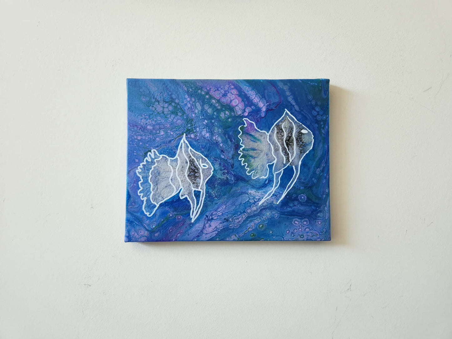 Angel Fish Reverie - 8 x 10" Original | Pearlescent Aquatic Art