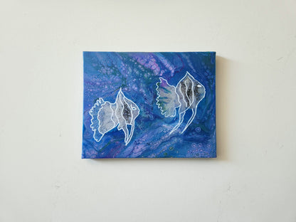 Angel Fish Reverie - 8 x 10" Original | Pearlescent Aquatic Art