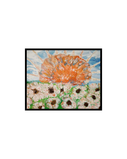 Blazing Poppies - 16 x 20" Original | Fluid Art Landscape