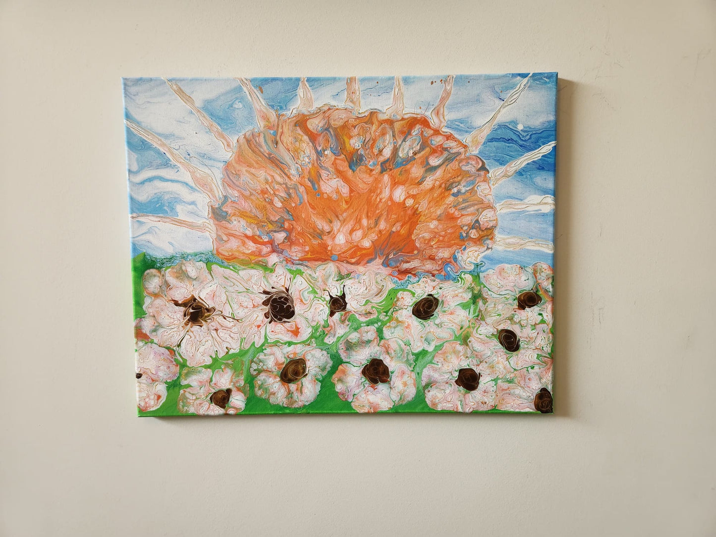 Blazing Poppies - 16 x 20" Original | Fluid Art Landscape