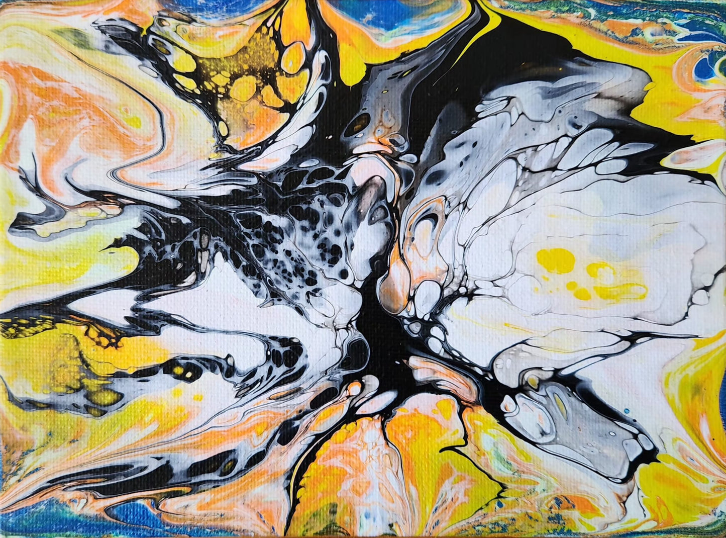 Blossoming Super Nova - 5 x 7" Original | Vibrant Cosmic Fluid Art