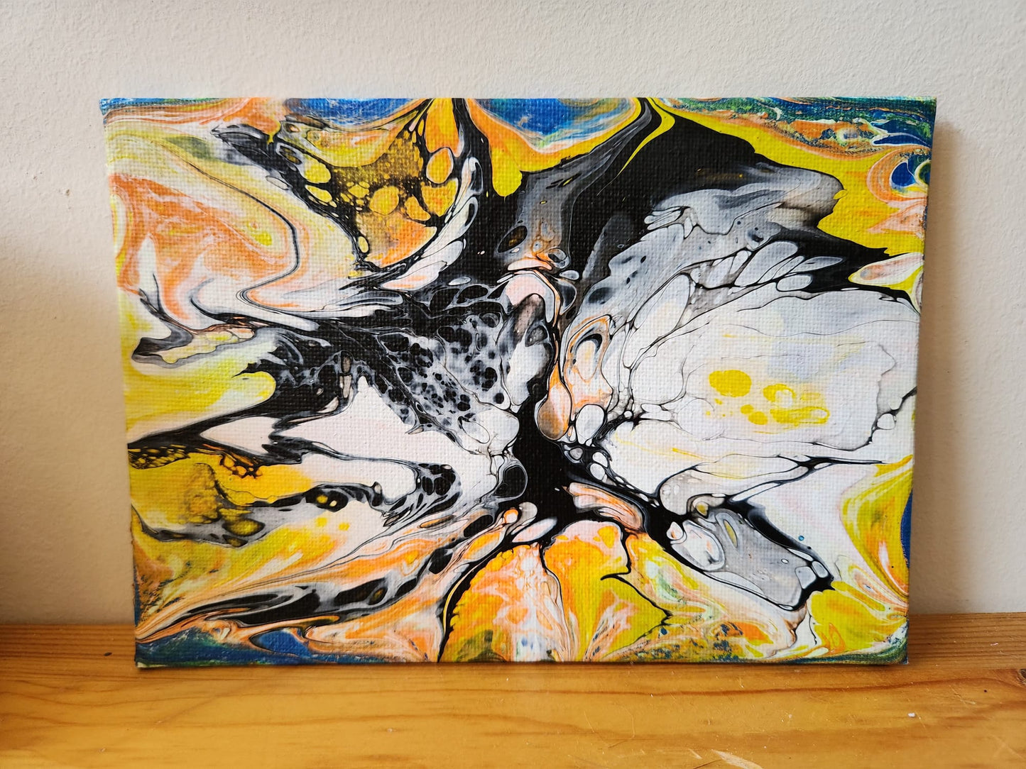 Blossoming Super Nova - 5 x 7" Original | Vibrant Cosmic Fluid Art