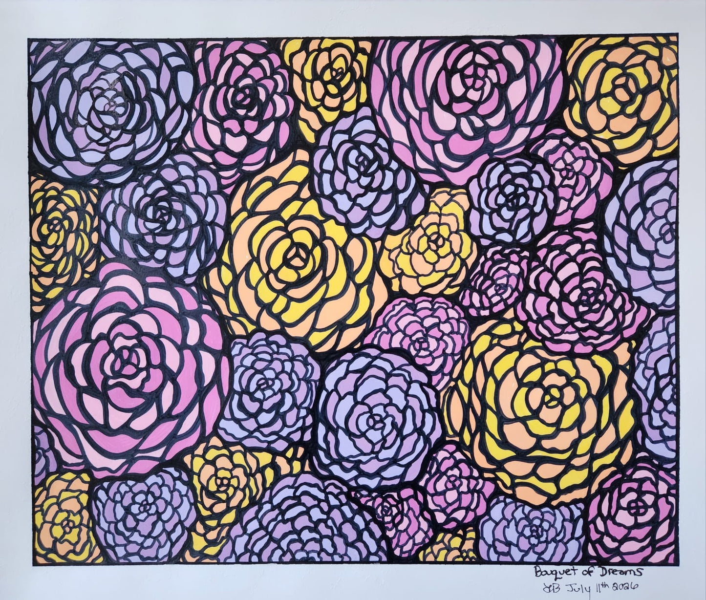 Bouquet of Dreams - 14 x 17" Original | Vibrant Floral Abstract Art