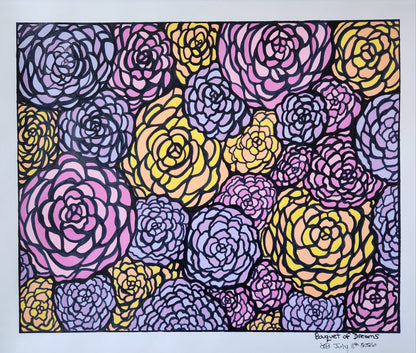 Bouquet of Dreams - 14 x 17" Original | Vibrant Floral Abstract Art
