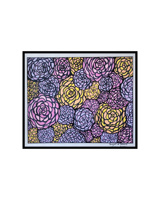 Bouquet of Dreams - 14 x 17" Original | Vibrant Floral Abstract Art