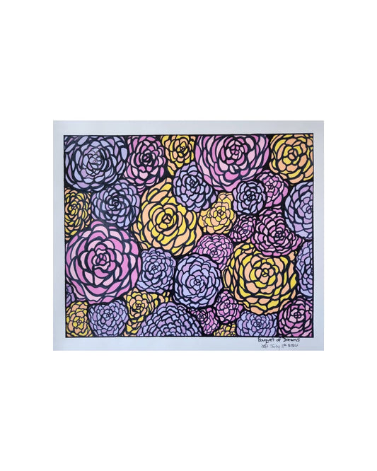 Bouquet of Dreams - 14 x 17" Original | Vibrant Floral Abstract Art