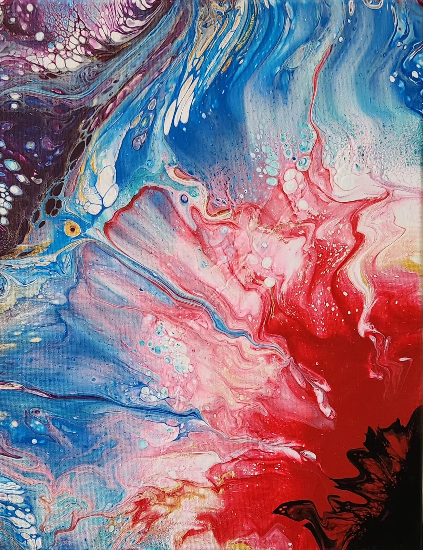 Cosmic Inferno - 11 x 14" Original | Fiery Cosmic Fluid Art