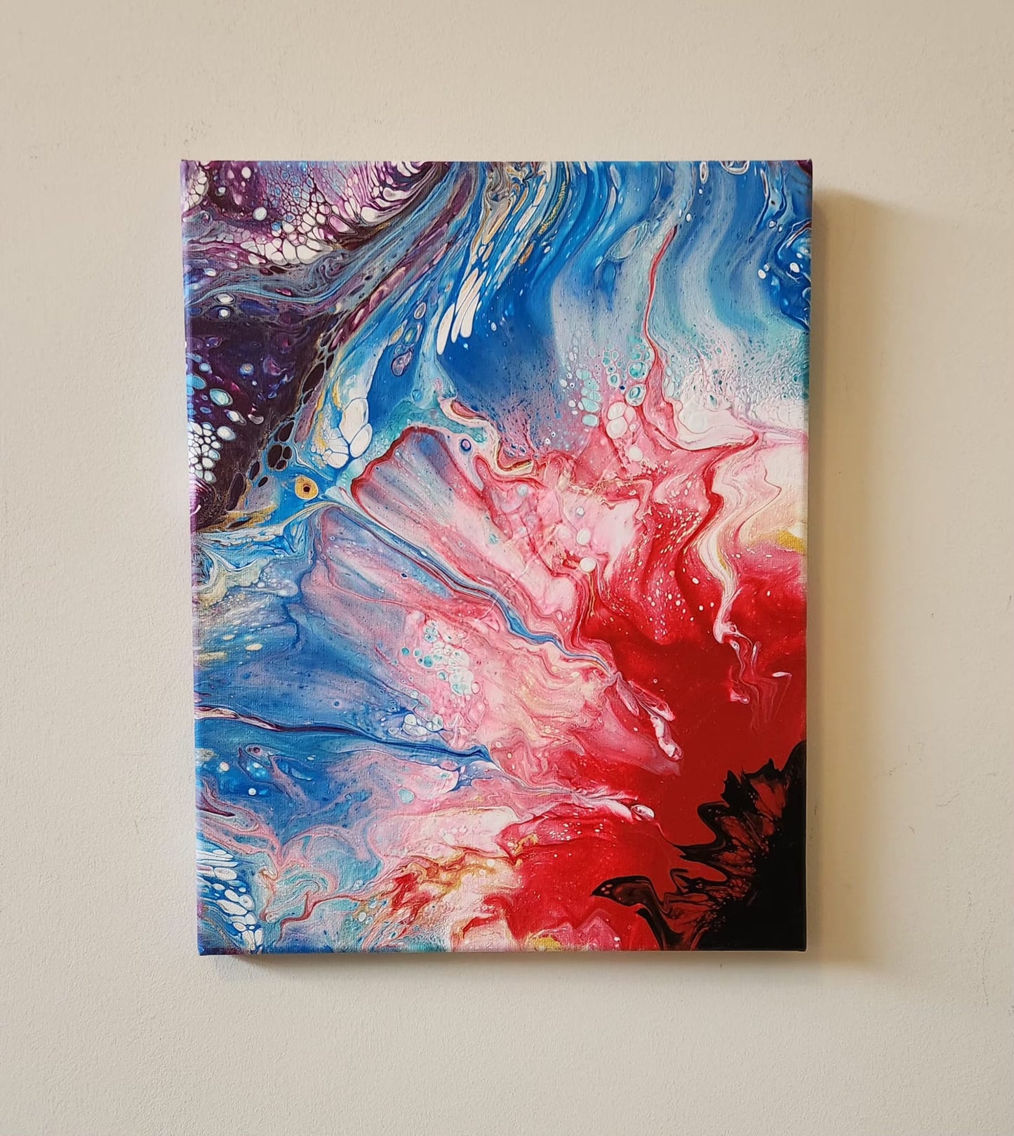 Cosmic Inferno - 11 x 14" Original | Fiery Cosmic Fluid Art