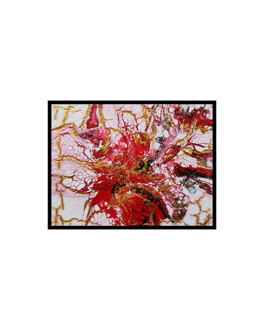 Crimson Fracture - 9 x 7" Original | Textured Abstract Art