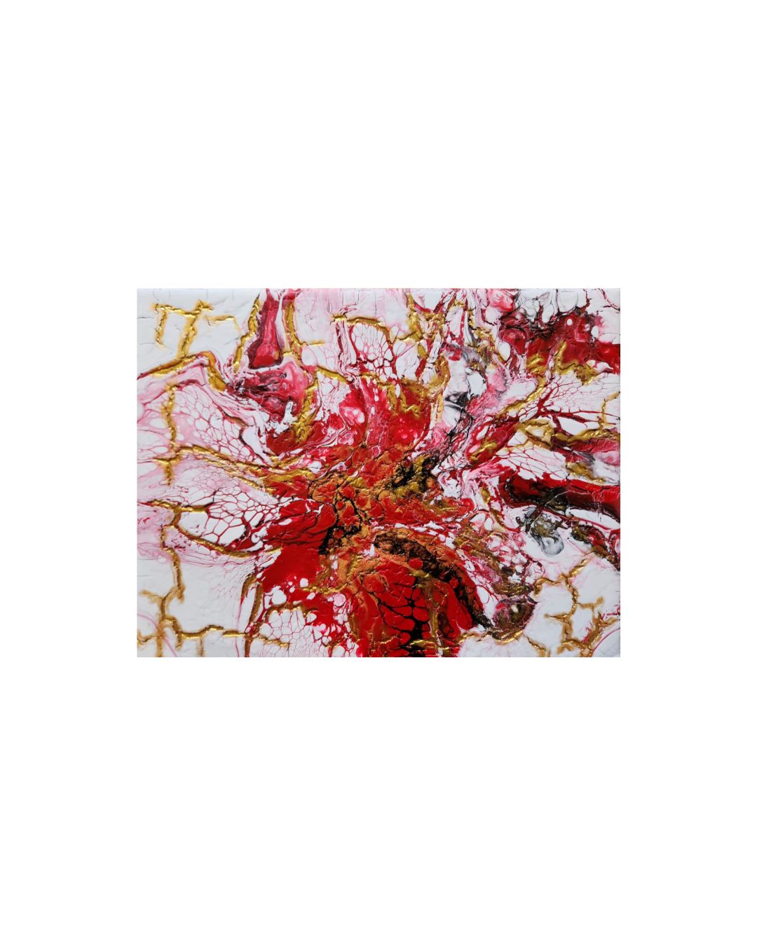 Crimson Fracture - 9 x 7" Original | Textured Abstract Art