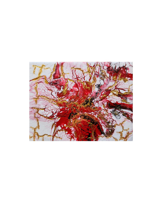 Crimson Fracture - 9 x 7" Original | Textured Abstract Art