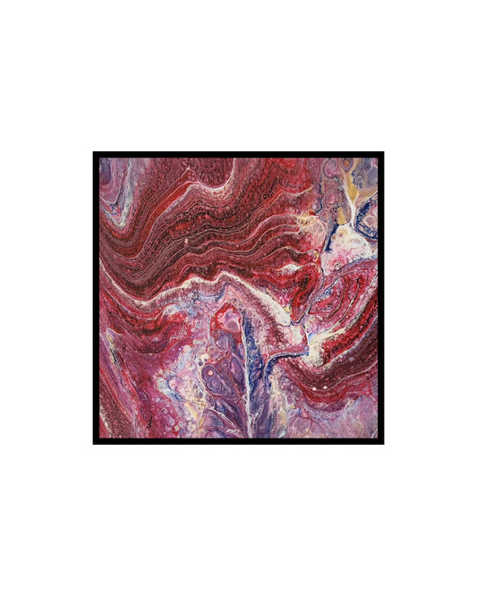 Crimson Vortex - 8 x 8" Original | Intricate Crimson Fluid Art