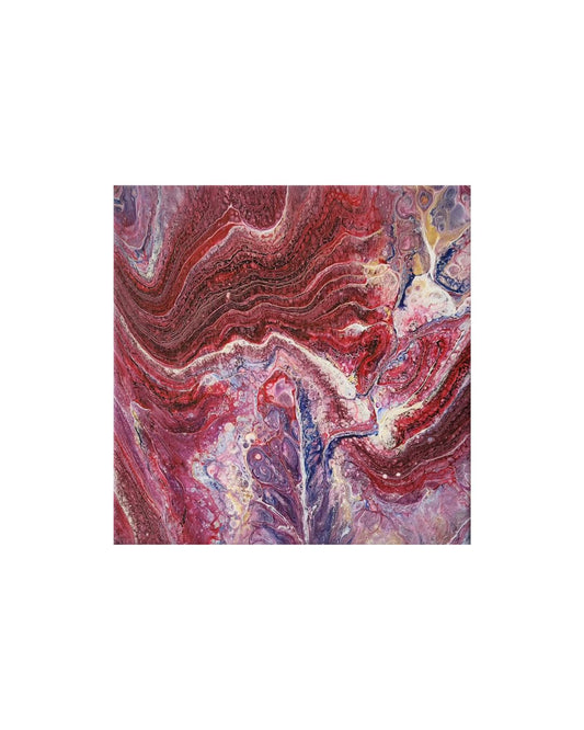 Crimson Vortex - 8 x 8" Original | Intricate Crimson Fluid Art