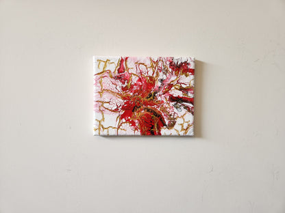 Crimson Fracture - 9 x 7" Original | Textured Abstract Art