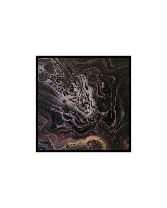Cyberman Portal - 10 x 10" Original | Metallic Silver & Red Fluid Art