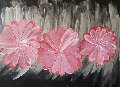 Daisies Dancing In the Dark - 12 x 16" Original | Playful Floral Art