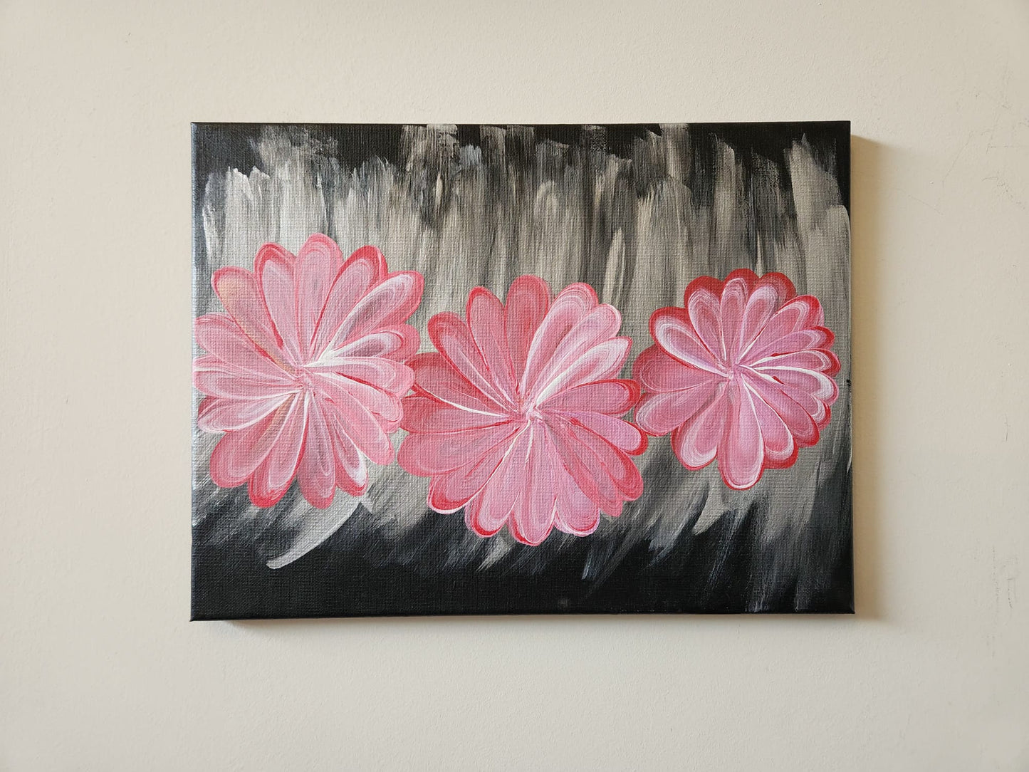 Daisies Dancing In the Dark - 12 x 16" Original | Playful Floral Art