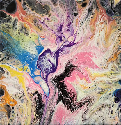 Dancing Delight - 8 x 8" Original | Joyful Fluid Art