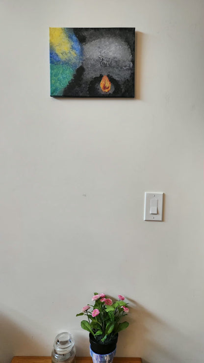 Distracted by Shadows - 11 x 14" Original | Plato's Cave Inspired Art