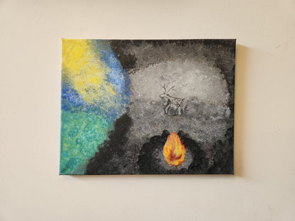Distracted by Shadows - 11 x 14" Original | Plato's Cave Inspired Art