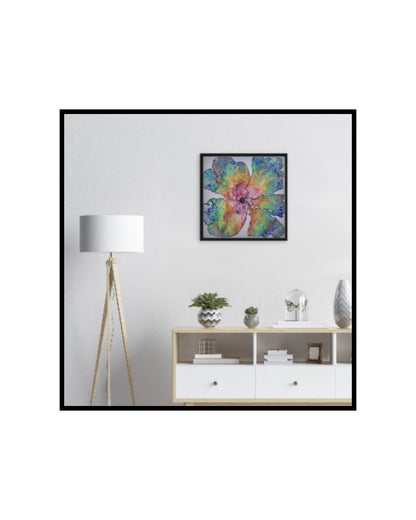 Don't Rain on my Parade – 24x24" Original | Rainbow Flower with Metallic Gold Leaf
