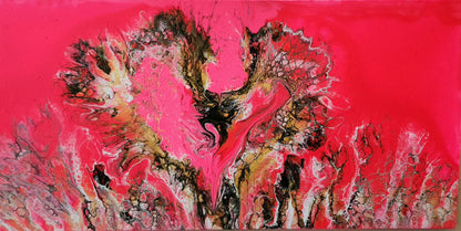 Dragon's Kiss - 12 x 24" Original | Passionate Neon Dragon Fluid Art