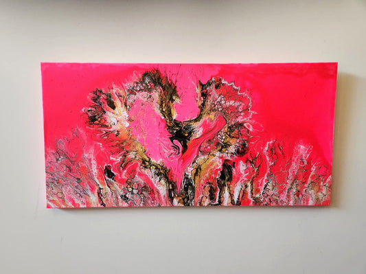 Dragon's Kiss - 12 x 24" Original | Passionate Neon Dragon Fluid Art