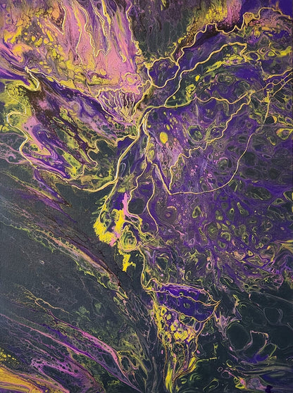 Dragon’s Shade - 18 x 24" Original | Mythical Cool Fluid Art with Gold Leaf