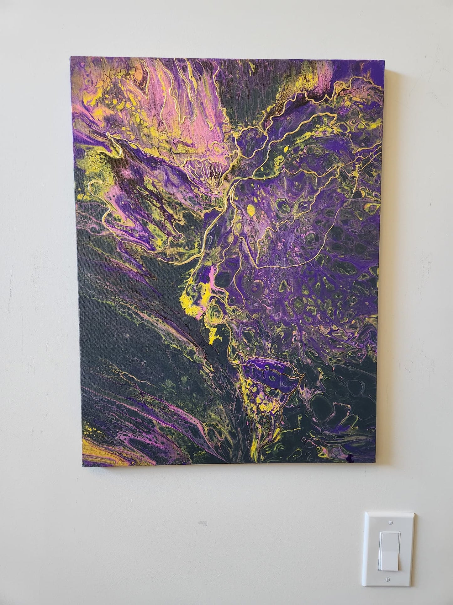 Dragon’s Shade - 18 x 24" Original | Mythical Cool Fluid Art with Gold Leaf