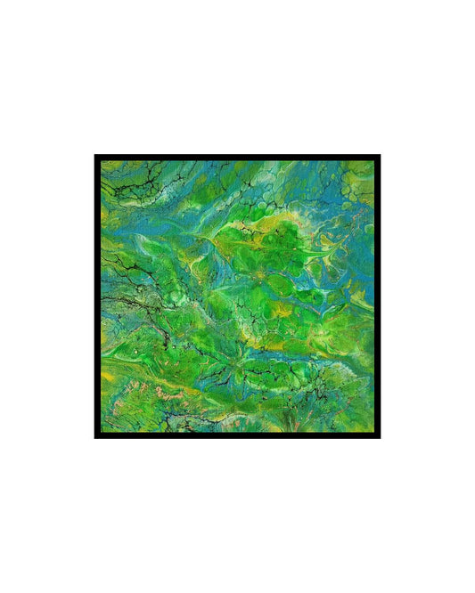 Emerald Serenity - 8 x 8" Original | Calm Green Fluid Art