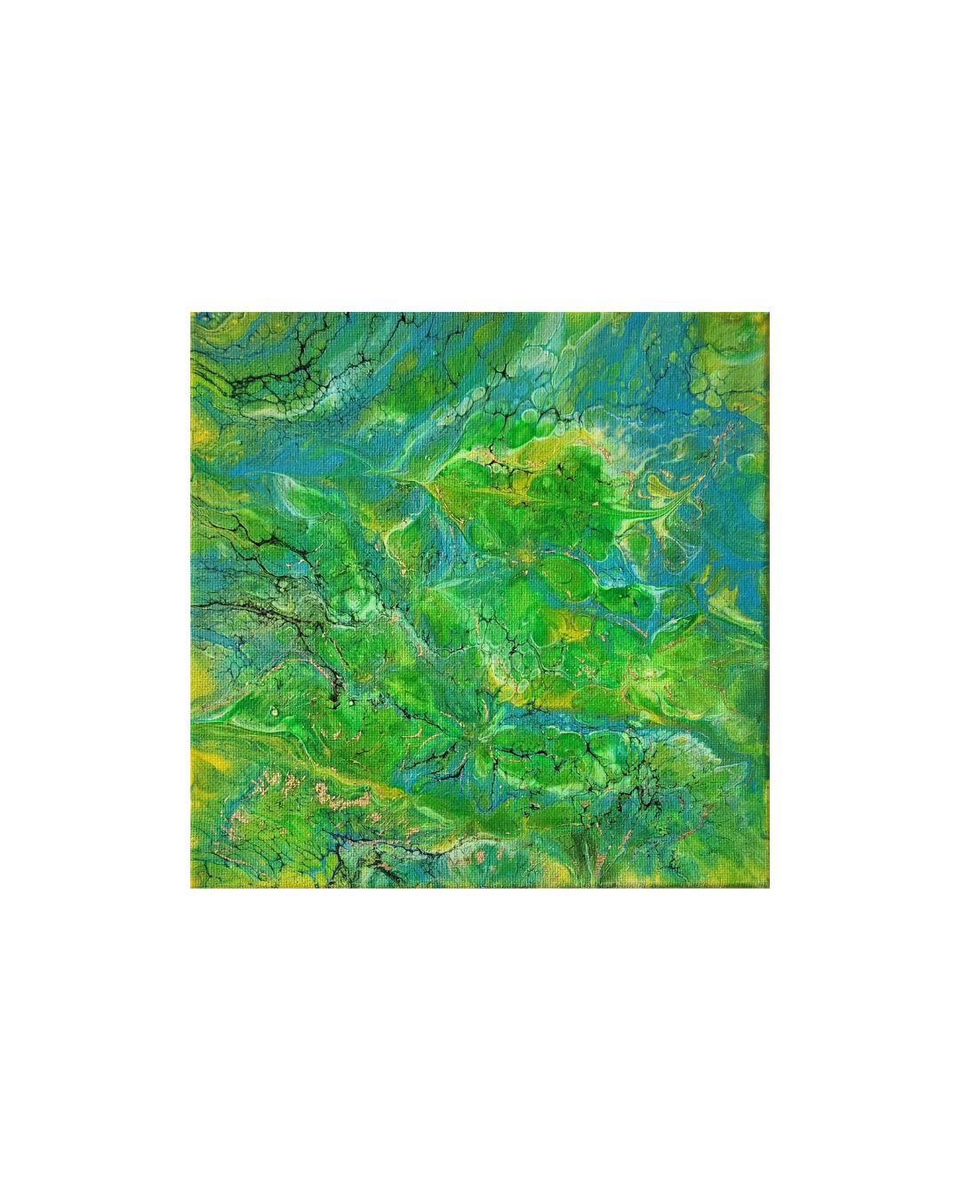 Emerald Serenity - 8 x 8" Original | Calm Green Fluid Art